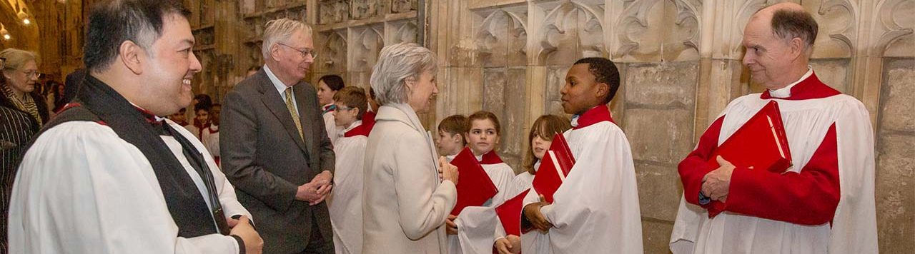 HRH Duke of Gloucester visit Gloucester Cathedral for evensong with choristers from The King's School Gloucester